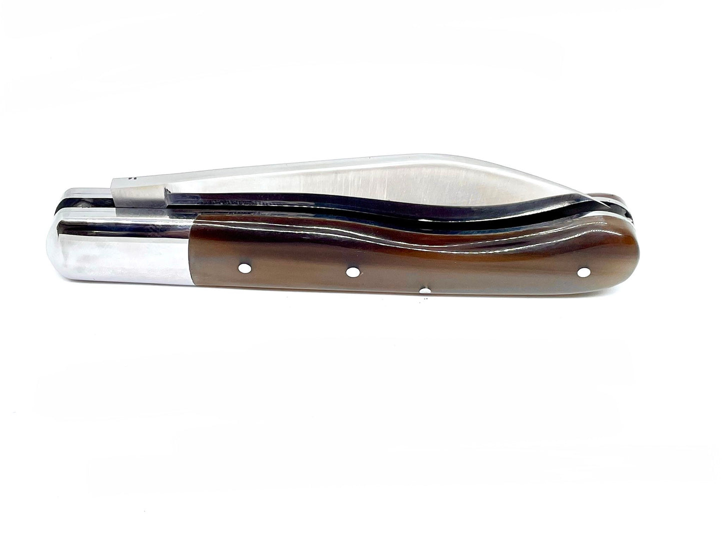 Coutellerie Passarelli - Couteau Aurillac lame pliable 10.5 cm Corne de buffle et inserts de nacre