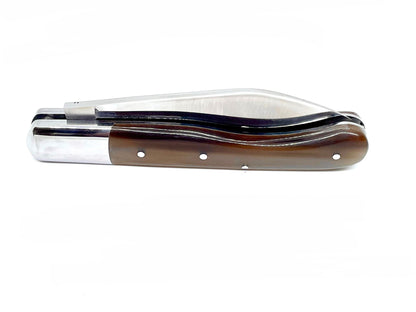 Coutellerie Passarelli - Couteau Aurillac lame pliable 10.5 cm Corne de buffle et inserts de nacre