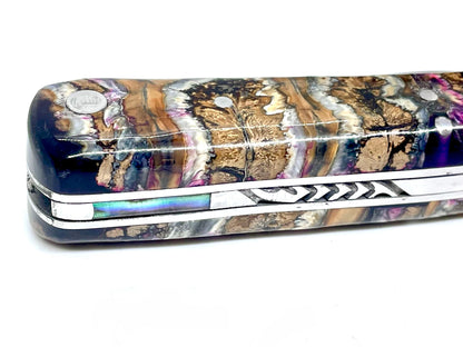 Coutellerie Passarelli - Couteau Alsacien lame pliable 10 cm molaire de mammouth teintée et stabilisée