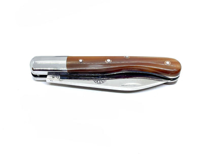 Coutellerie Passarelli - Couteau Aurillac lame pliable 10.5 cm Corne de buffle et inserts de nacre