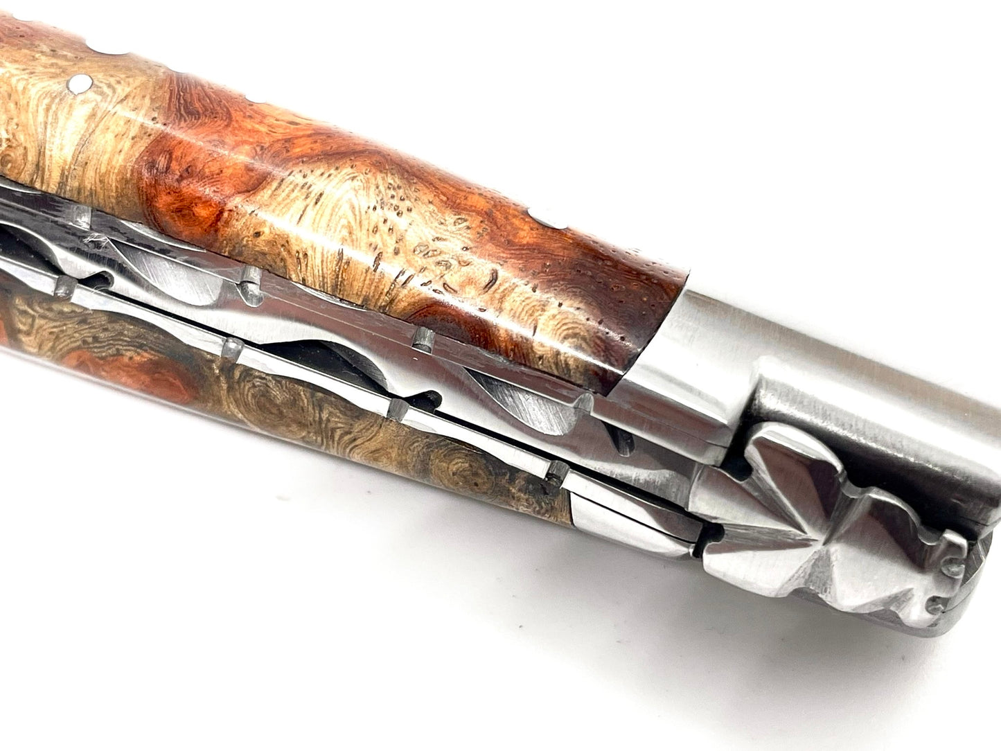 Coutellerie Passarelli - Couteau Laguiole lame pliable 12cm Loupe d’Amboine