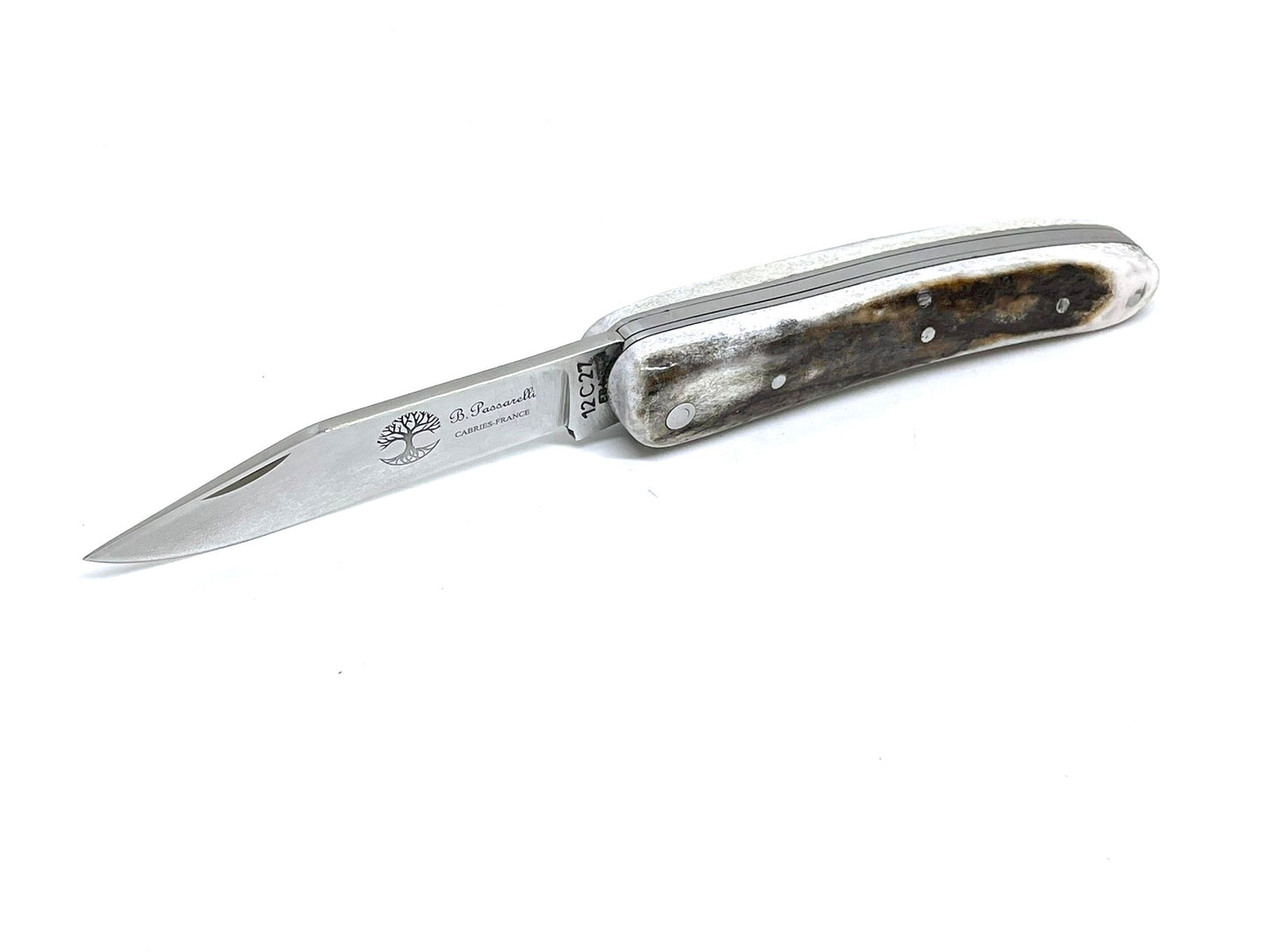 Coutellerie Passarelli - Couteau Alsacien lame pliable 10 cm Bois de Cerf