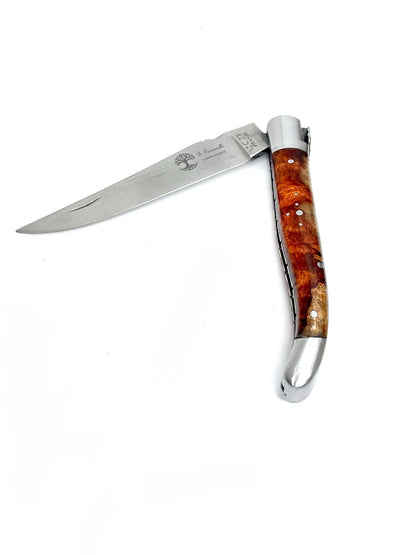 Coutellerie Passarelli - Couteau Laguiole lame pliable 12cm Loupe d’Amboine