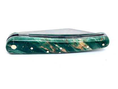 Coutellerie Passarelli - Couteau Alsacien lame pliable 10 cm Bouleau madré teinté et stabilisé vert