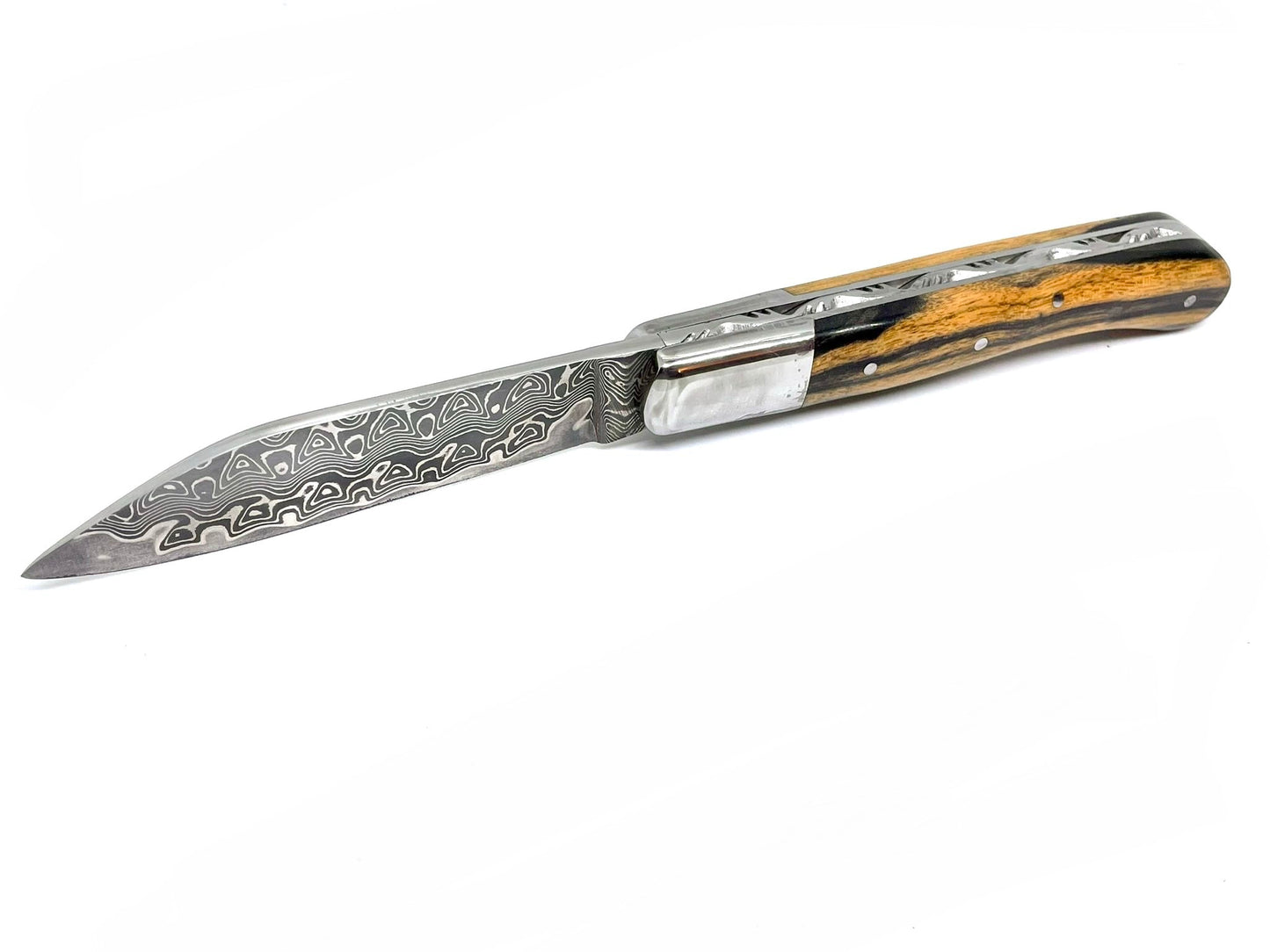 Coutellerie Passarelli - Couteau Aurillac lame de Damas 10.5 cm Ébène royale du Laos
