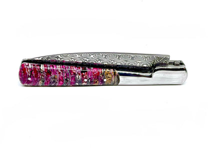 Coutellerie Passarelli - Couteau Vendetta lame de Damas 13 cm molaire de mammouth teintée