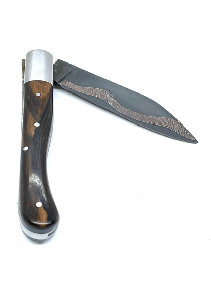 Coutellerie Passarelli - Couteau Aurillac lame de Damas Baker Forge - Coppermascus - Dark Mai 10.5 cm en Ziricote