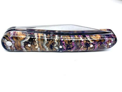 Coutellerie Passarelli - Couteau Alsacien lame pliable 10 cm molaire de mammouth teintée et stabilisée