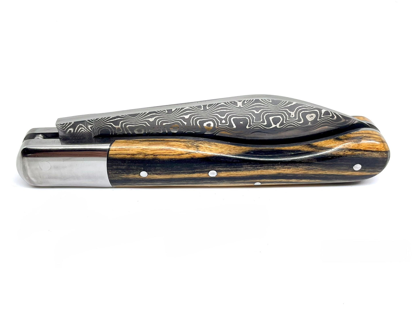 Coutellerie Passarelli - Couteau Aurillac lame de Damas 10.5 cm Ébène royale du Laos