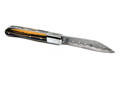 Coutellerie Passarelli - Couteau Aurillac lame de Damas 10.5 cm Ébène royale du Laos