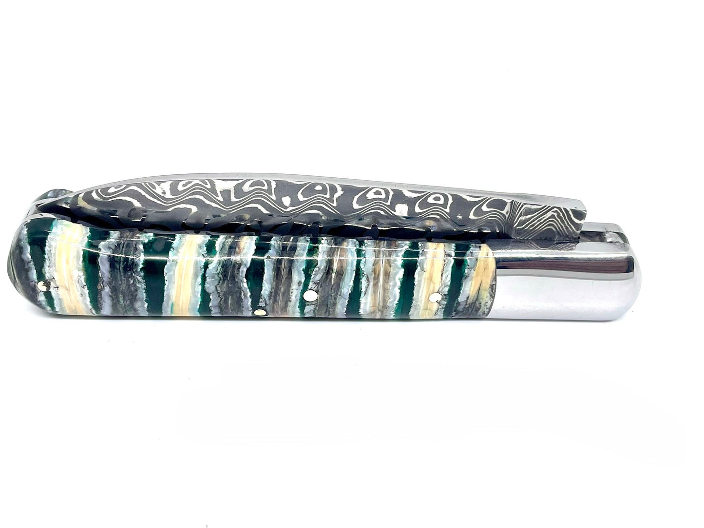 Coutellerie Passarelli - Couteau Yssingeaux lame pliable 10,5 cm molaire de mammouth stabilisée et teintée