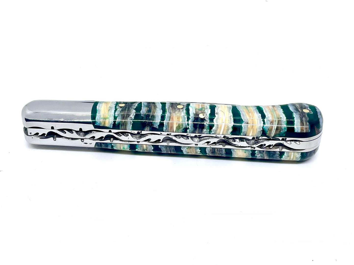 Coutellerie Passarelli - Couteau Yssingeaux lame pliable 10,5 cm molaire de mammouth stabilisée et teintée