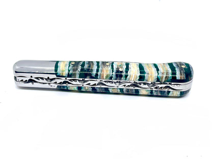 Coutellerie Passarelli - Couteau Yssingeaux lame pliable 10,5 cm molaire de mammouth stabilisée et teintée