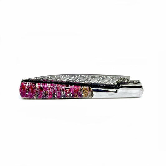 Coutellerie Passarelli - Couteau Vendetta lame de Damas 13 cm molaire de mammouth teintée