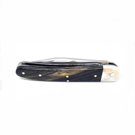 Coutellerie Passarelli - Couteau Alsacien lame pliable 10 cm ivoire de mammouth et ébène royale du Laos