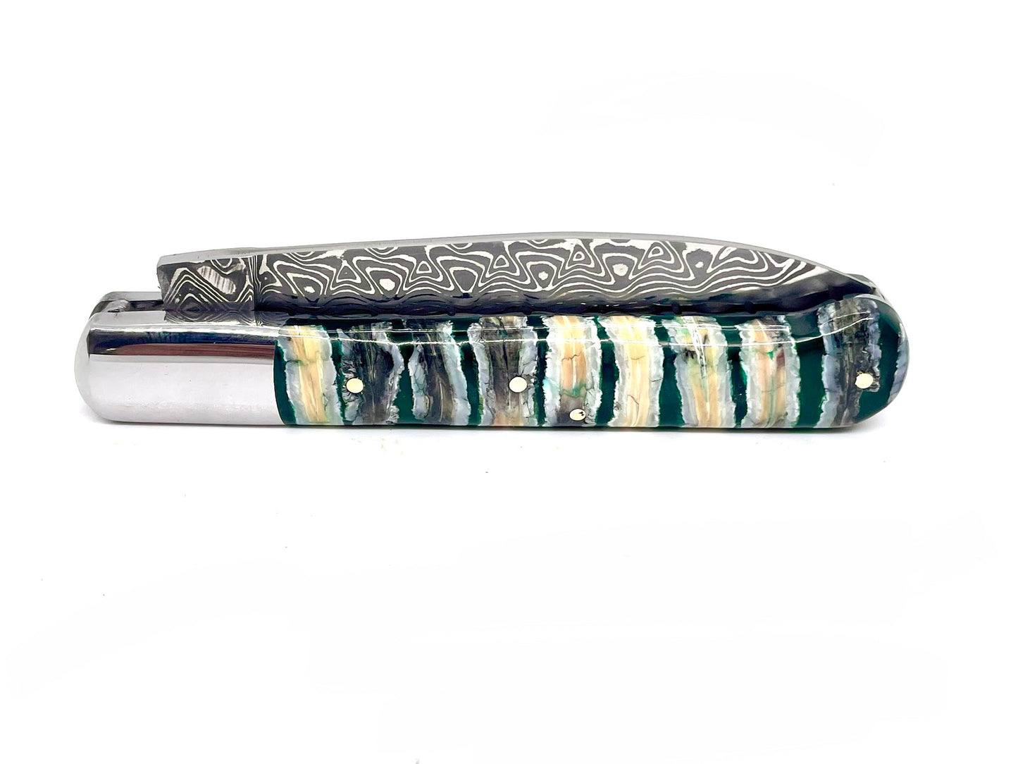 Coutellerie Passarelli - Couteau Yssingeaux lame pliable 10,5 cm molaire de mammouth stabilisée et teintée