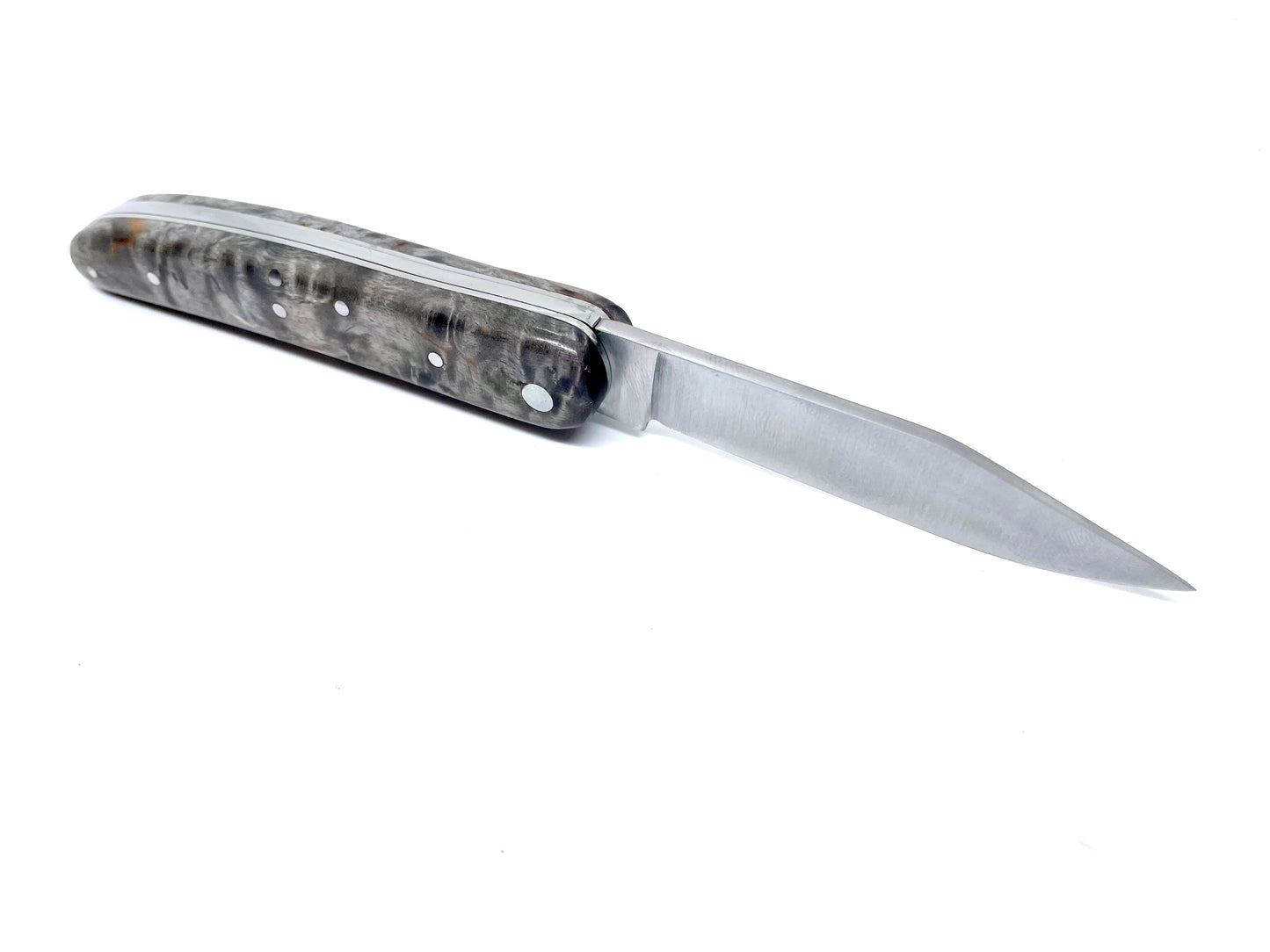 Coutellerie Passarelli - Couteau Alsacien lame pliable 10 cm Bouleau madré teinté et stabilisé anthracite