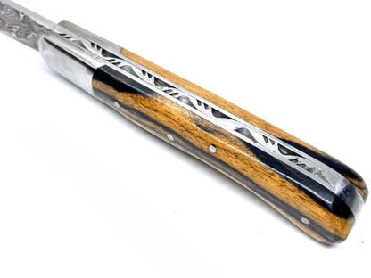 Coutellerie Passarelli - Couteau Aurillac lame de Damas 10.5 cm Ébène royale du Laos