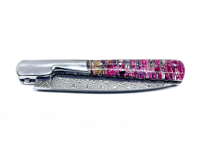 Coutellerie Passarelli - Couteau Vendetta lame de Damas 13 cm molaire de mammouth teintée