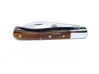 Coutellerie Passarelli - Couteau Aurillac lame pliable 10.5 cm Corne de buffle et inserts de nacre