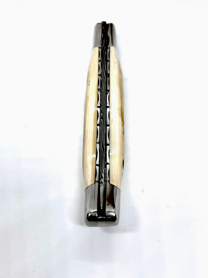 Couteau pliant damas artisanal modèle Laguiole en défense de mammouth