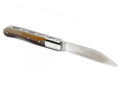 Coutellerie Passarelli - Couteau Aurillac lame pliable 10.5 cm Corne de buffle et inserts de nacre