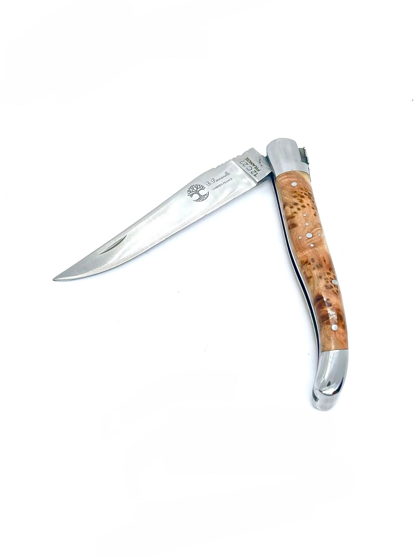 Coutellerie Passarelli - Couteau Laguiole Loupe de Cade lame pliable 12 cm