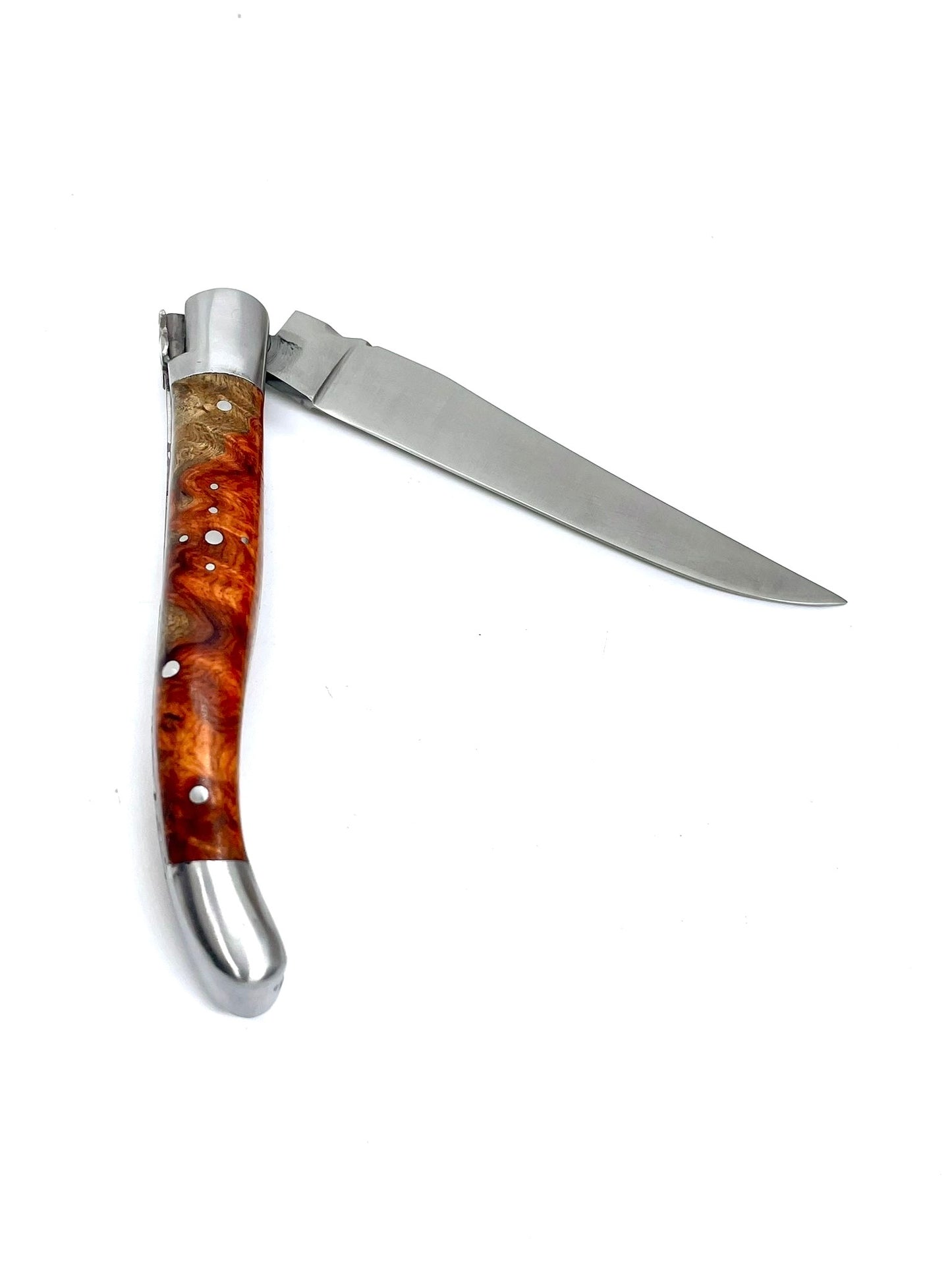 Coutellerie Passarelli - Couteau Laguiole lame pliable 12cm Loupe d’Amboine