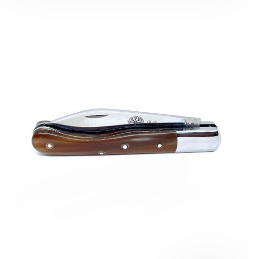 Coutellerie Passarelli - Couteau Aurillac lame pliable 10.5 cm Corne de buffle et inserts de nacre