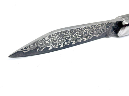 Coutellerie Passarelli - Couteau Aurillac lame de Damas 10.5 cm Bois de Rose du Honduras inserts de nacre