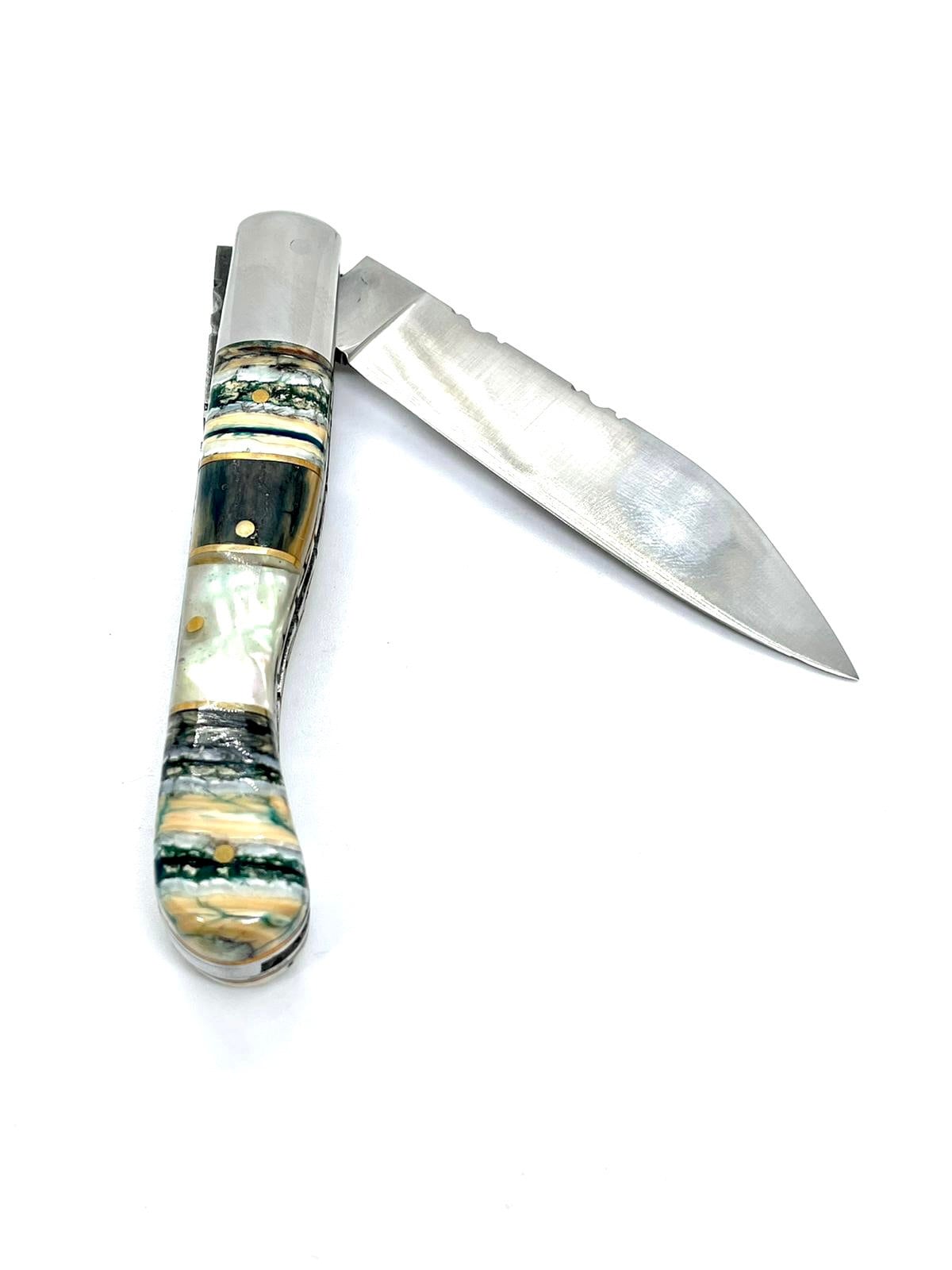 Aurillac knife, mammoth tusk and molar, abalone